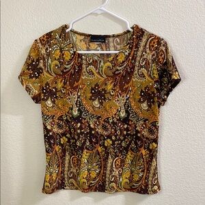 Brittany Black Paisley‎ Blouse - Brown and Yellow